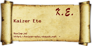 Kaizer Ete névjegykártya